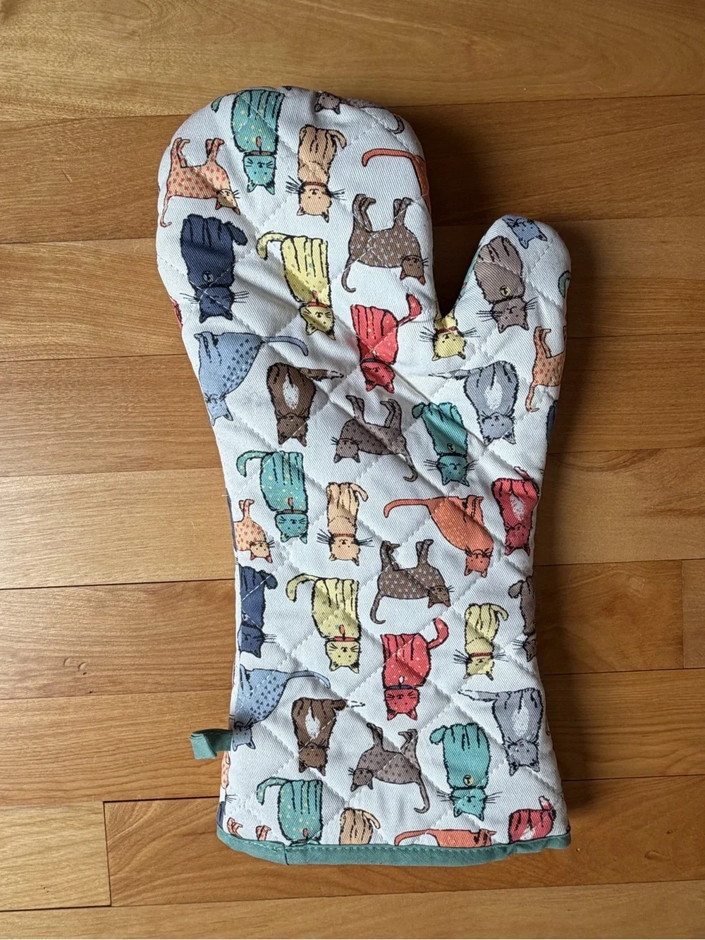 Multicolored Cat Oven Mitt by Ulster Weaver